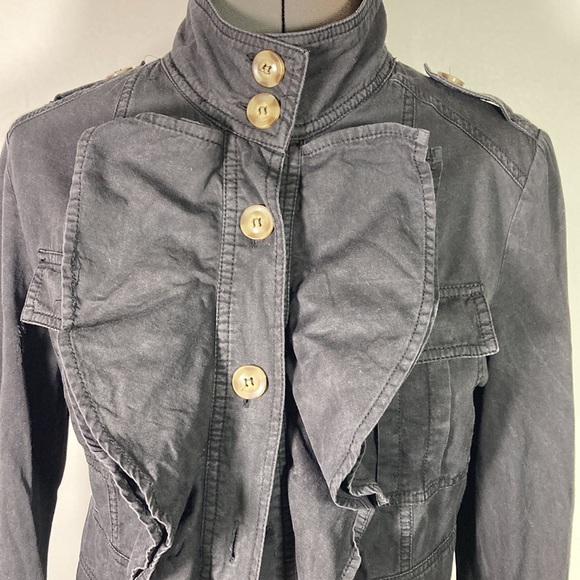 Double Zero 100% Cotton Ruffled Front Button Jacket Size M - Picture 2 of 13